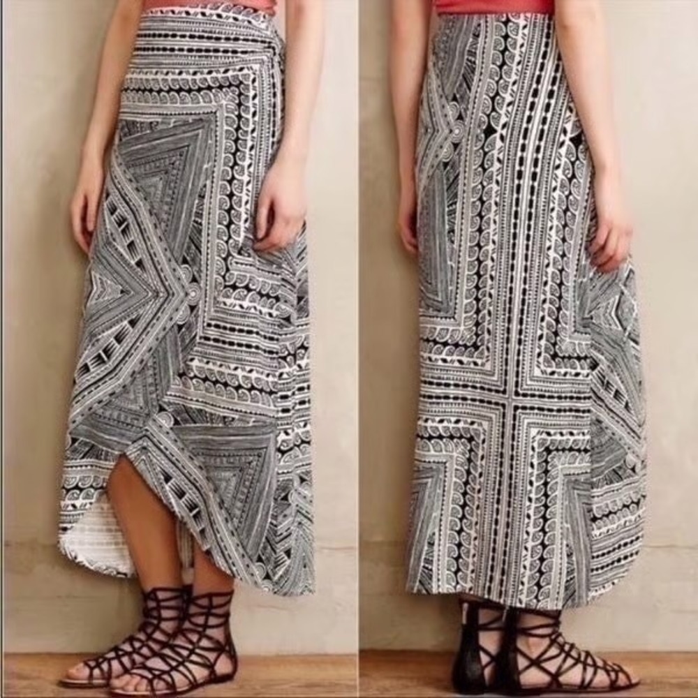 Anthropologie Maeve‎ Bombora Wrap Maxi Skirt Size Medium Bohemian Modest Spring